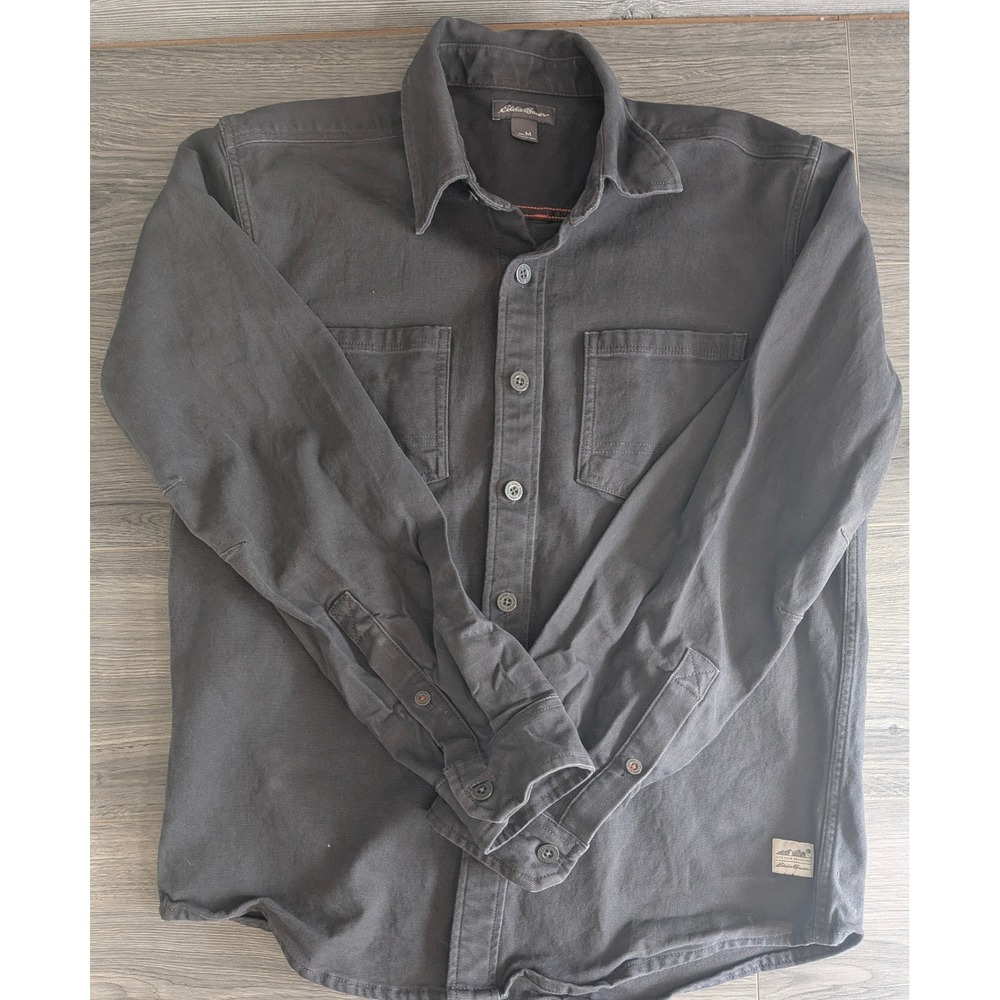 Eddie Bauer  Mens Gray Cotton Canvas Button Down Utility Shacket Size M - Picture 7 of 10